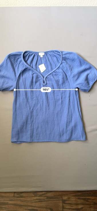 J.Crew Tops - J.Crew Double Cloth Cotton Gauze Short Sleeve Blouse with Braided Neckline